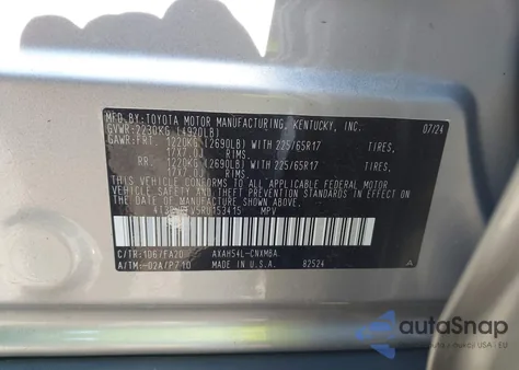 2024 Toyota Rav4 Hybrid Xle из США, поврежденный, VIN 4T3RWRFV5RU153415